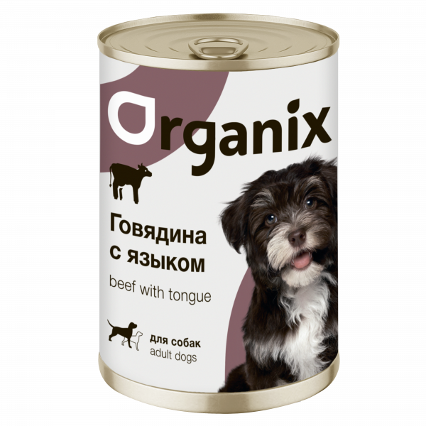 Organix Говядина и Язык для собак ж. банка 410гр