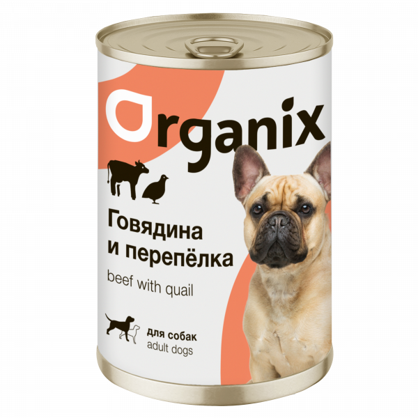 Organix Говядина и Перепелка для собак ж. банка 410гр